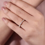 S925 Unique Yellow Gold Emerald & Round Cut Diamond Wedding Band In Sterling Silver - Image 4