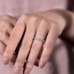 S925 Unique Yellow Gold Emerald & Round Cut Diamond Wedding Band In Sterling Silver - Image 5