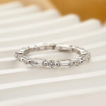S925 Fashion Yellow Gold Emerald & Round Cut Diamond Wedding Band In Sterling Silver - Image 6