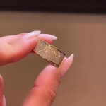 S925 Stunning Yellow Gold Pave Wide Wedding Band In Sterling Silver - Image 3