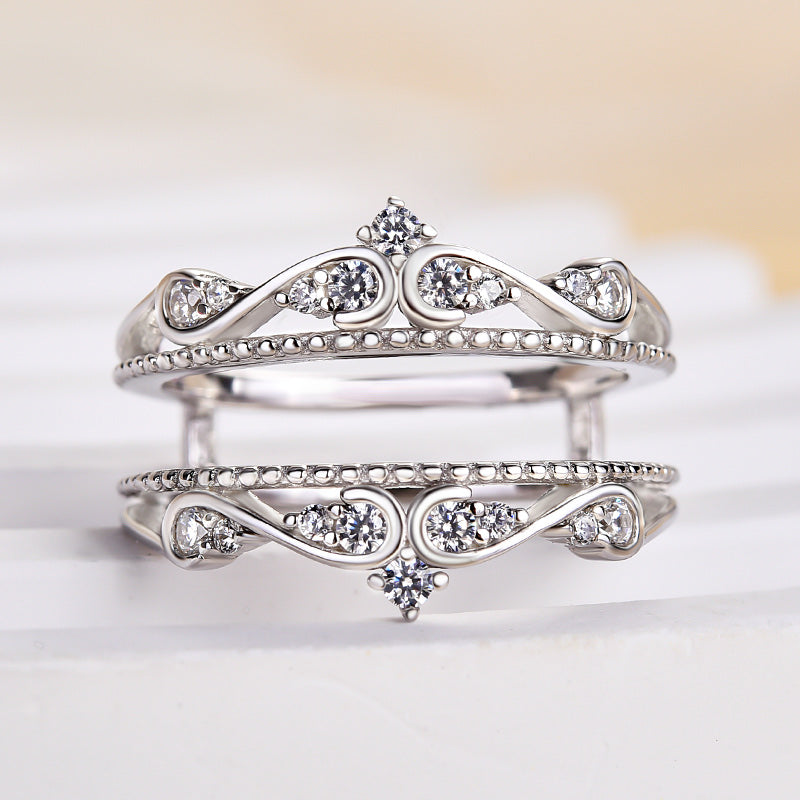WB376PS-1 S925 Honorable Crown Design Jacket Wedding Band - Image 1