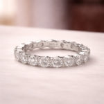S925 Maxine Lovely Moissanite Round Cut Women's Wedding Band In Sterling Silver - Image 4