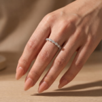 S925 Maxine Lovely Moissanite Round Cut Women's Wedding Band In Sterling Silver - Image 3
