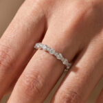 S925 Maxine Lovely Moissanite Round Cut Women's Wedding Band In Sterling Silver