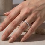 S925 Fashion Yellow Gold Half Emerald & Round Cut Diamond Wedding Band In Sterling Silver - Image 7
