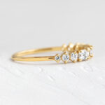 S925 Fashion Yellow Gold Half Emerald & Round Cut Diamond Wedding Band In Sterling Silver - Image 4