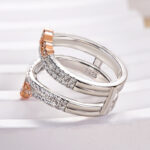 S925 Unique Two-tone Round Cut Jacket Wedding Band - Image 5