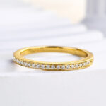 S925 Exclusive Yellow Gold Channel Set Curved Half Wedding Band - Image 4