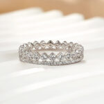 S925 Exquisite Yellow Gold Two Rows Round Cut Wedding Band In Sterling Silver - Image 4