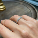 S925 Exclusive Channel Set Curved Half Wedding Band In Sterling Silver