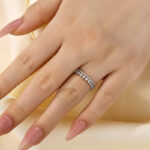 S925 Exquisite Yellow Gold Two Rows Round Cut Wedding Band In Sterling Silver - Image 3