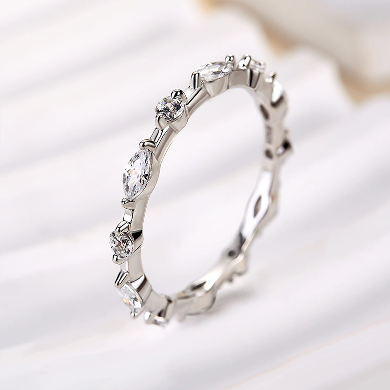 WB446PS-1 S925 Maxine Fashion Marquise & Round Cut Wedding Band - Image 1
