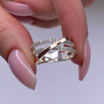 S925 Precious Three Layer Cross Wedding Band