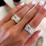 S925 Stunning Cross Emerald Cut Women's Wedding Band