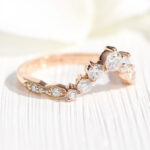 S925 Unique Rose Gold V-shaped Design Wedding Band - Image 4