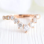 S925 Unique Rose Gold V-shaped Design Wedding Band