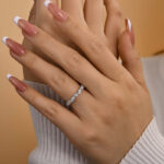 S925 Maxine Unique Half Pear & Round Cut Women's Wedding Band - Image 2