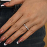 S925 Maxine Unique Half Pear & Round Cut Women's Wedding Band - Image 3