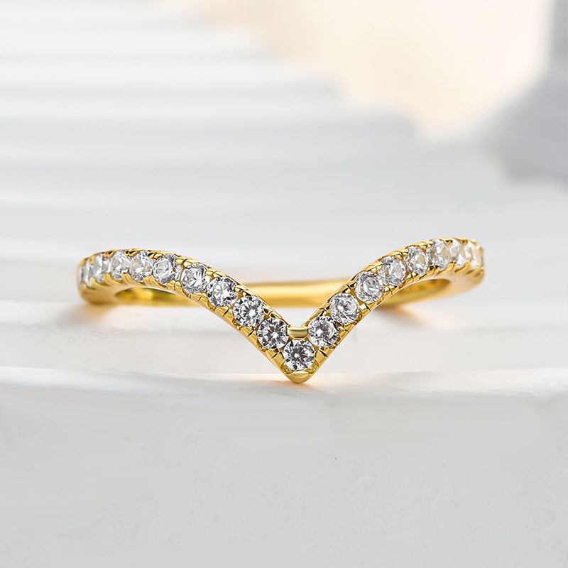 WB471YS-1 S925 Maxine Enchanting V-shaped Design Full Wedding Band - Image 1