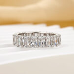 S925 7.5Ct Cushion Cut Eternity Wedding Band In Sterling Silver - Image 4