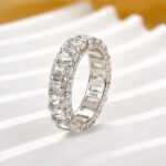 S925 7.5Ct Cushion Cut Eternity Wedding Band In Sterling Silver - Image 3