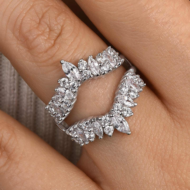 WB484PS-2 S925 Maxine Unique Jacket Wedding Band For Women - Image 1