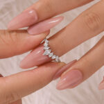 S925 Vintage Marquise Cut & Round Cut Crown-Shaped Wedding Band In Sterling Silver - Image 2