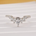 S925 Vintage Marquise Cut & Round Cut Crown-Shaped Wedding Band In Sterling Silver - Image 3