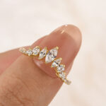 S925 Vintage Marquise Cut & Round Cut Crown-Shaped Wedding Band In Sterling Silver - Image 4