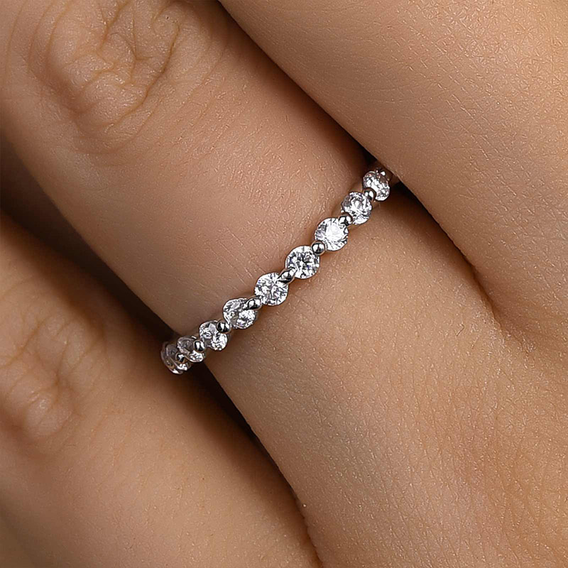 WB487PS-2 S925 Maxine Classic Full Round Cut Wedding Band - Image 1