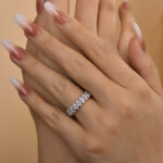 S925 Maxine Full Oval Cut Simulated Diamond Wedding Band - Image 3