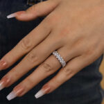 S925 Maxine Full Oval Cut Simulated Diamond Wedding Band - Image 2