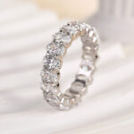 S925 Maxine Full Oval Cut Simulated Diamond Wedding Band - Image 4