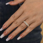S925 Maxine Full Oval Cut Simulated Diamond Wedding Band - Image 7