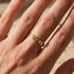 S925 Maxine Moissanite Round Cut Yellow Gold Wide Wedding Band