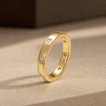 S925 Maxine Moissanite Round Cut Yellow Gold Wide Wedding Band - Image 4