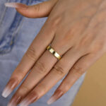 S925 Maxine Classic Yellow Gold Wide Wedding Band - Image 3