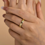 S925 Maxine Classic Yellow Gold Wide Wedding Band - Image 2
