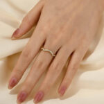 S925 Maxine Unique Curved Design Half Eternity Wedding Band For Women - Image 5