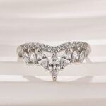 S925 Crown Shaped Curved Design Thin Stacking Wedding Band In Sterling Silver - Image 4