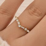 S925 Maxine Exclusive V-shaped Design Half Eternity Wedding Band - Image 6