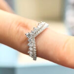 S925 Maxine Classical V-shaped Design Half Eternity Wedding Band - Image 2