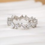 S925 Emerald Cut & Cushion Cut Wedding Band In Sterling Silver - Image 3