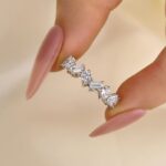 S925 Emerald Cut & Cushion Cut Wedding Band In Sterling Silver