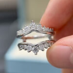S925 Maxine Fashion Round Cut Jacket Wedding Band For Women In Sterling Silver