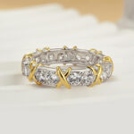 S925 Maxine Noble Round Cut Two-Tone X Wedding Band For Women - Image 5