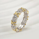 S925 Maxine Noble Round Cut Two-Tone X Wedding Band For Women - Image 4