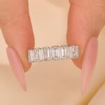 S925 2.8Ct Emerald Cut Bezel Half Wedding Band Travel Ring In Sterling Silver