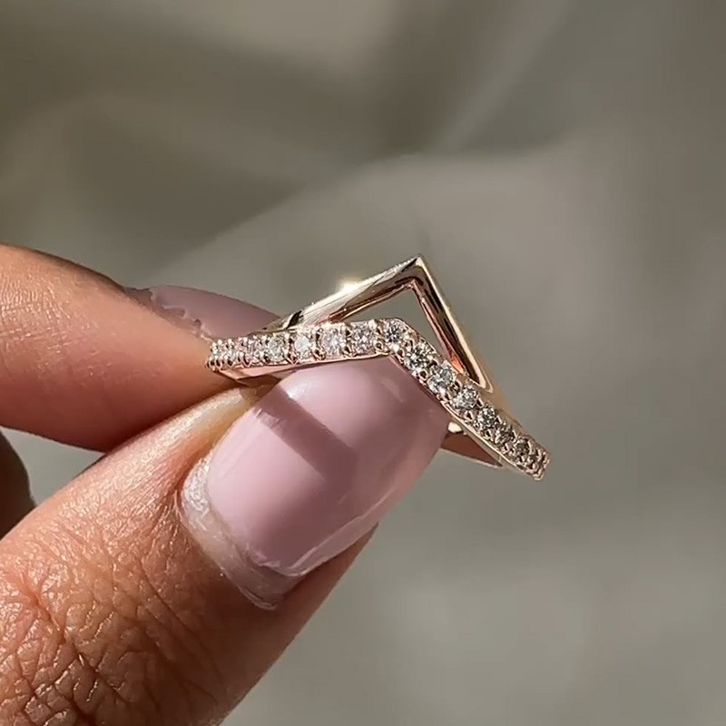 WB564RS-1-1744773875 S925 Classic Rose Gold Curved Wedding Band In Sterling Silver - Image 1