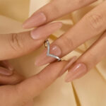 S925 0.13Ct Simulated Diamond Matching Curved Wedding Band In Sterling Silver